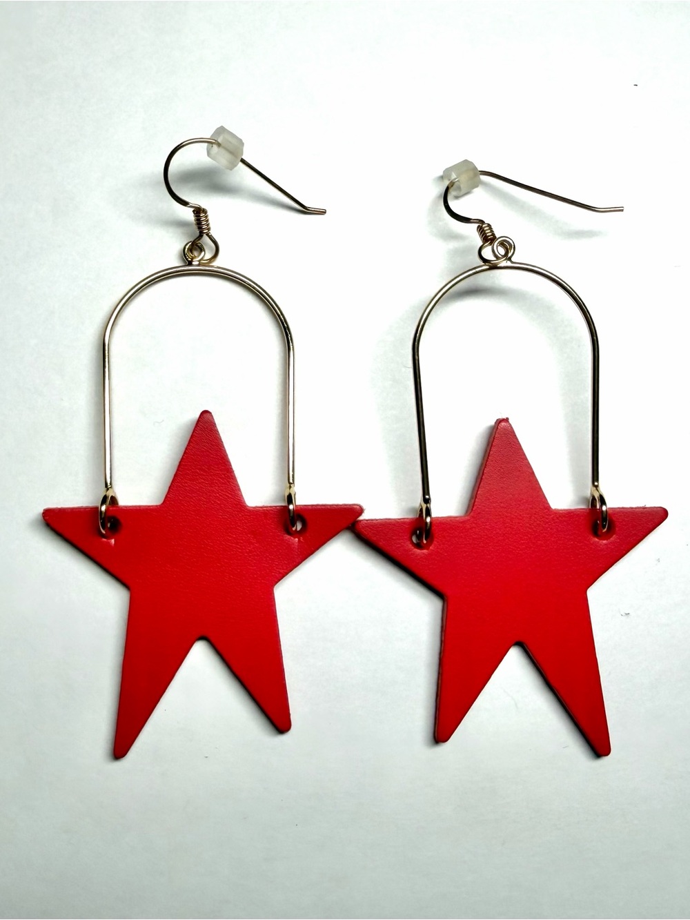 Nickel & Suede Red Star Earrings